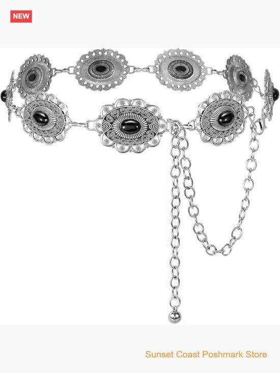 Accessories - Boho Chain Belt for Dresses Jeans Western Cowgirl Waist Links Adjustable Metal